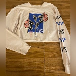 Vans Cropped Graphic Tee- Cream colored/Long Sleeve